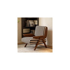 Mid-Century Arm Sofa Chair Striped Accent Chairs Inclined Ergonomic Reading Chair Wood French Wingback Chairs Removable Upholstered Backrestchair for Living Room Bedroom Balcony Study Hotel Cafe