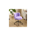 VINGLI Plush Upholstery Vanity Desk Chair with Curved Back & 90-102° Tilt & Adjustable Height, Cute Rolling Chair with Bronze Base & Golden-Bronze 360° Swivel Wheels for Makeup & Home Office, Fog Gray