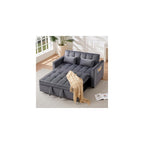 54" Sofa Bed, Velvet Loveseat Sleeper Sofa, Pull Out Bed, Grey