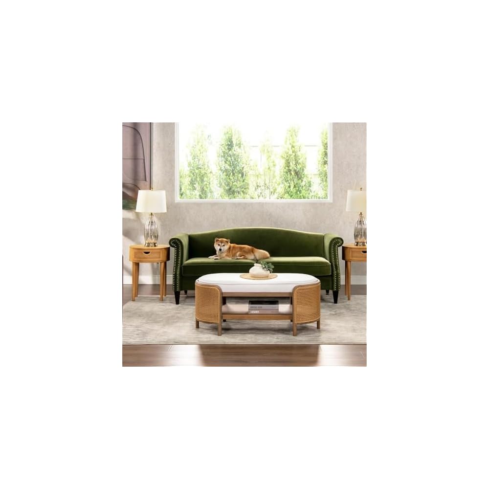 Jennifer Taylor Home Elaine 77" Camel Back Small Space Sofa Olive Green Performance Velvet
