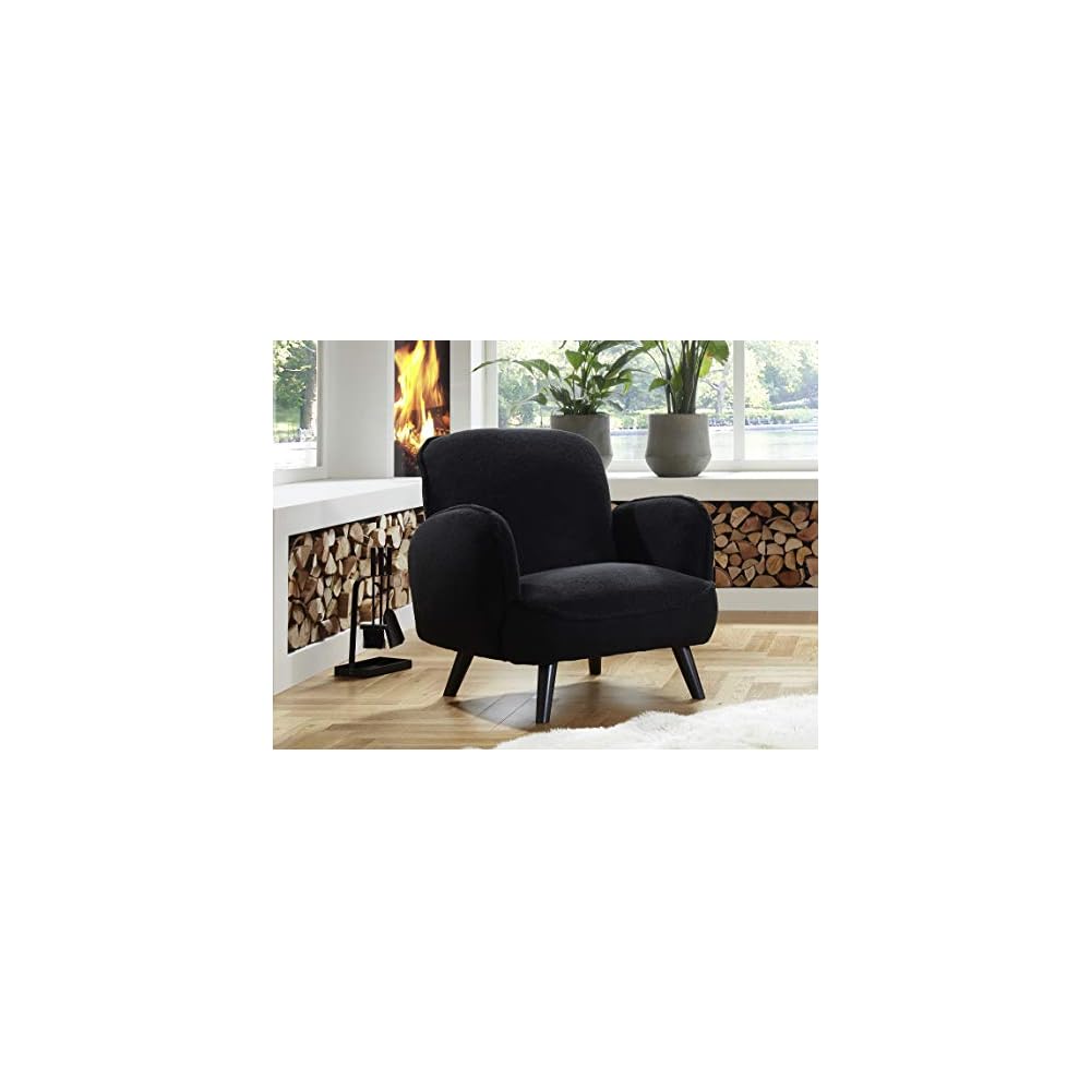 Ben Armchair Velvet Faux Sheep's Wool White