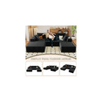 96" Cloud Sectional Couch with U-Shaped Chaise, Corduroy Sectional Sofa with Ottoman, Boneless Couch with Deep Seat in a Box for Living Room, No Assembly Required (Black, Left Facing Chaise)