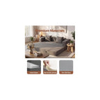 Claiks 4-in-1 Convertible Sofa Bed,86 Inch Compression Sofa with Corduroy Fabric Pull Out Sleeper Sofa with 2 Pillows & 4 Side Pockets for Living Room Bedroom Apartment,No Assembly Required,Dark Grey.