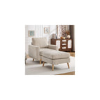 Accent Chair for Bedroom,Reading Chair with Deep Seat,Corduroy Armchair with Wood Legs, Comfy Living Room Chairs Single Sofa for Indoor Bedroom Apartment(Black)
