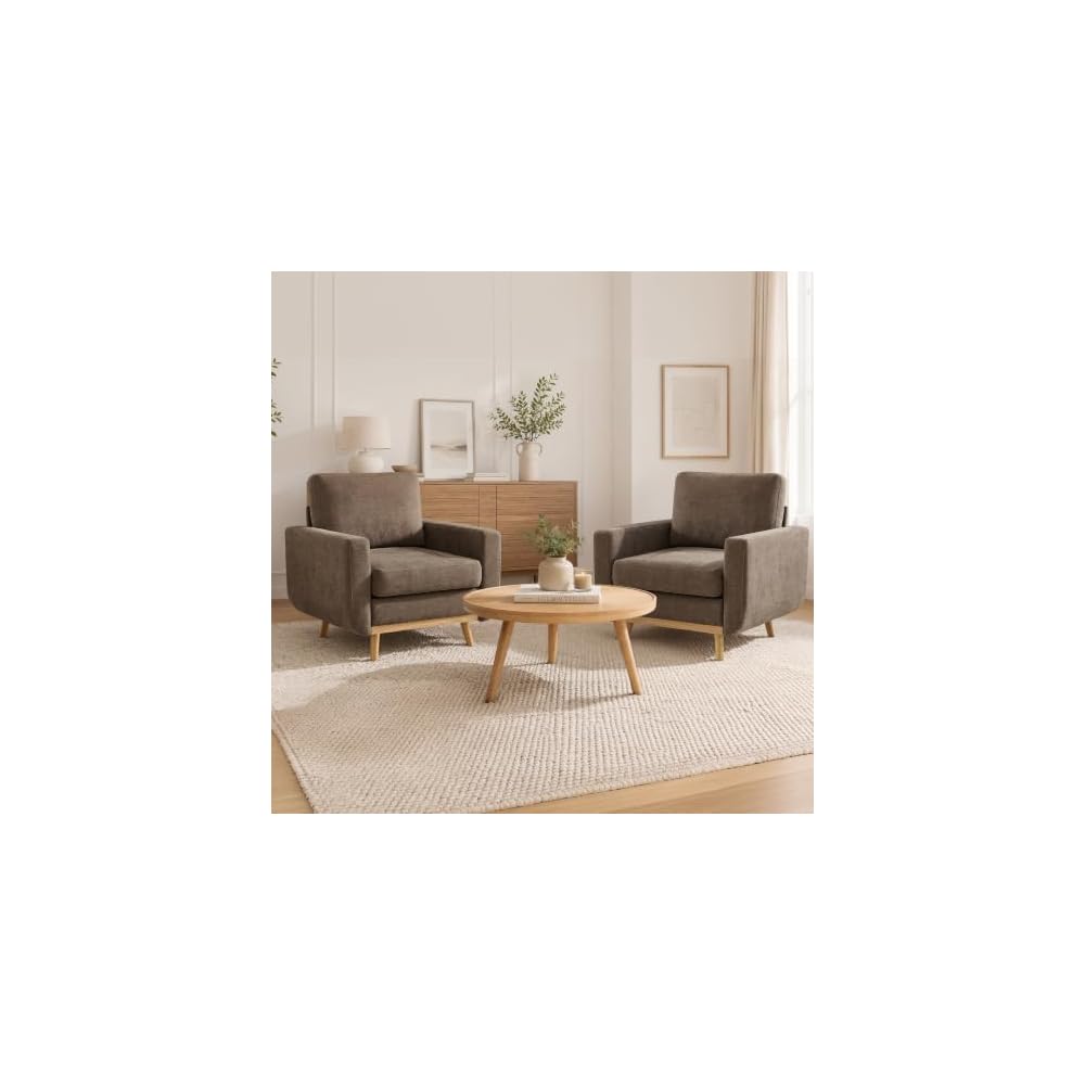 Accent Chair for Bedroom,Reading Chair with Deep Seat,Corduroy Armchair with Wood Legs, Comfy Living Room Chairs Single Sofa for Indoor Bedroom Apartment(Black)