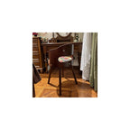 Swivel Vanity Chair with Back - Retro Wood American Round Makeup Chair & Accent Armchair for Home Office/Bedroom - Upholstered Comfort & Style