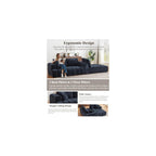 108" Boneless Cloud Modular Sectional Couch for Living Room, L Shaped Sofa with Chaise | Chenille Fabric | Compressed Foam Sofa for Living Room | No Assembly (Dark Blue, Right Hand Facing)
