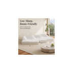 Dune Modular Sectional Sofa, Chenille Cloud Couch, Low Profile Floor Sofa Set, DIY Convertible Sectional Couch for Living Room, Cream White, 10-Pieces