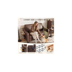 MALOL 51" Leather Loveseat Sofa with Foldable Side Table, Chocolate Brown