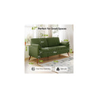 Loveseat Sofa, 67" Small Couch, Green Corduroy Love Seat Couches