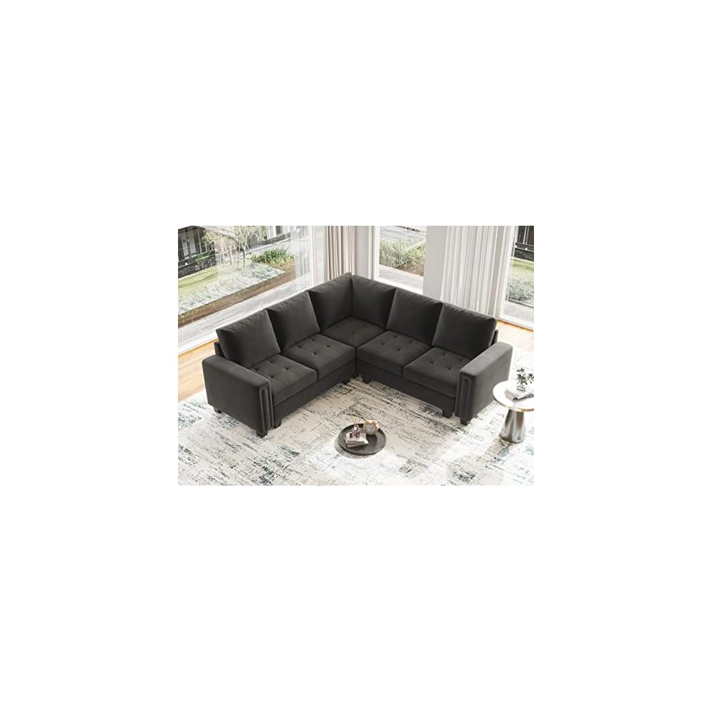 Belffin Velvet Armrest Module for Modular Sectional Sofa Couch Side Armrest for Sectional Modular Couch Grey