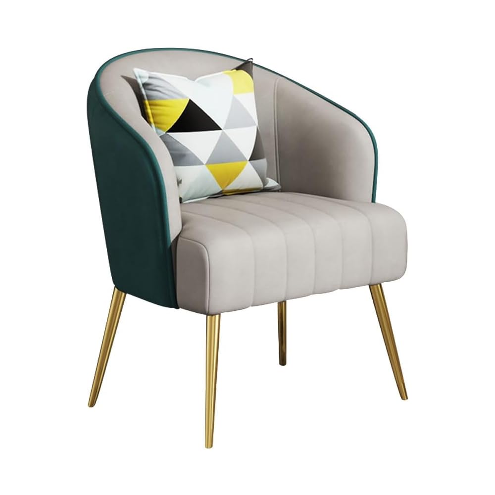 Modern Backrest Chairs Upholstered Guest Chair with Pillows,Mid Century Arm Chair for Living Room Office Hotel Lobby,Single Sofa Chair Side Accent Chair(Light Grey,Black Legs)
