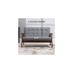 HOMCOM Modern Upholstered 2-Seat Loveseat Sofa with Linen-Touch Fabric and Rubberwood Legs, Grey