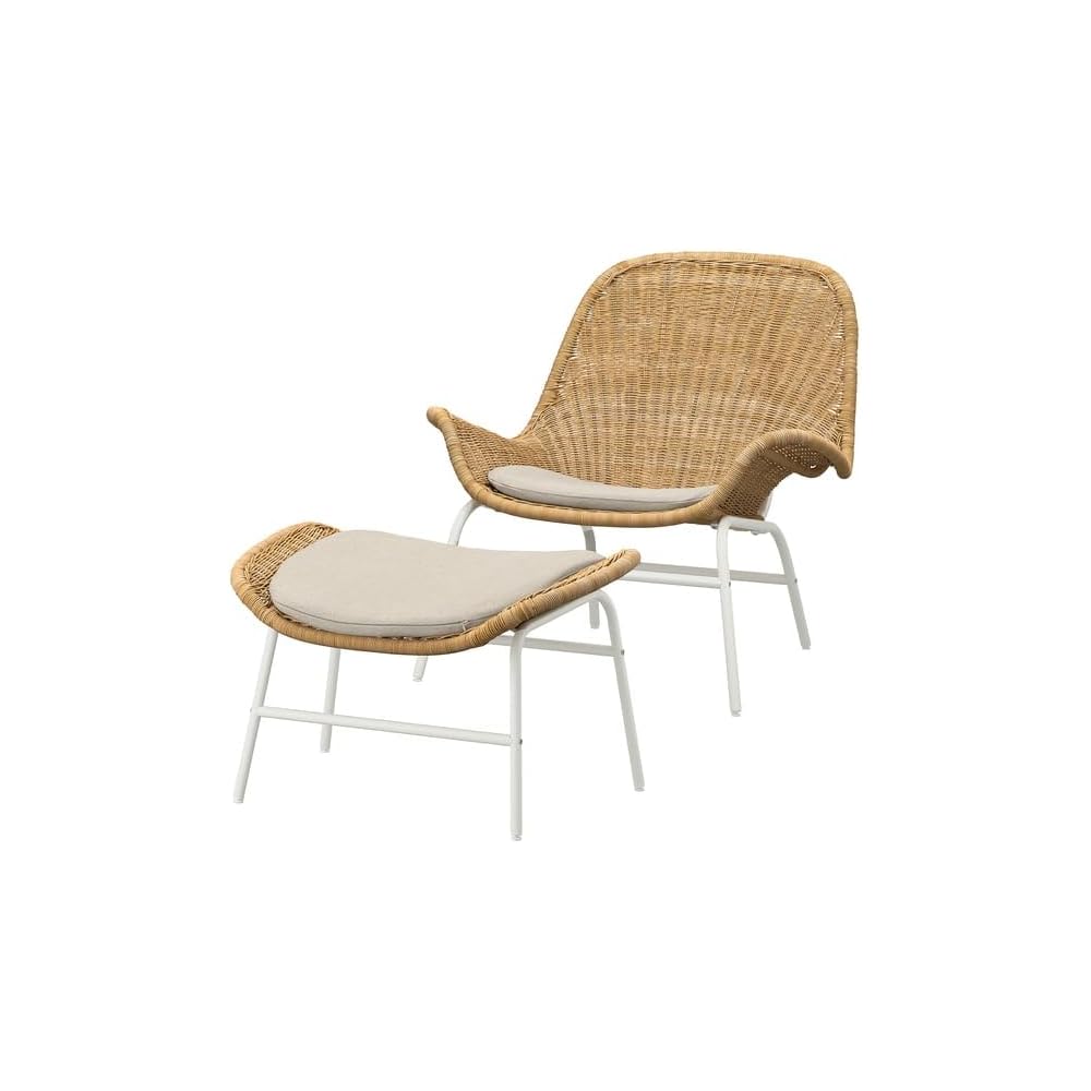 ProTuning FRYKSÅS Armchair and footstool, rattan/Risane natural