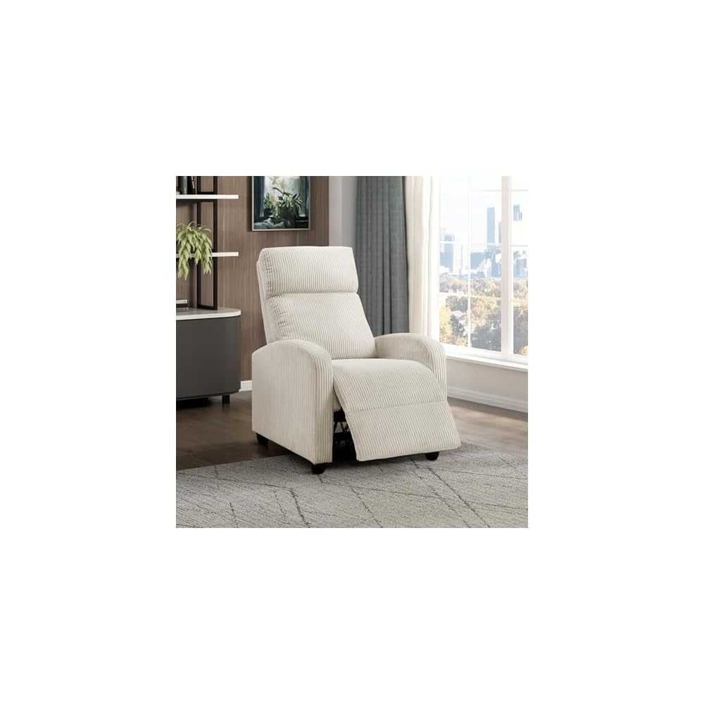 Lexicon Corduroy Pushback Recliner Chair, Yellow