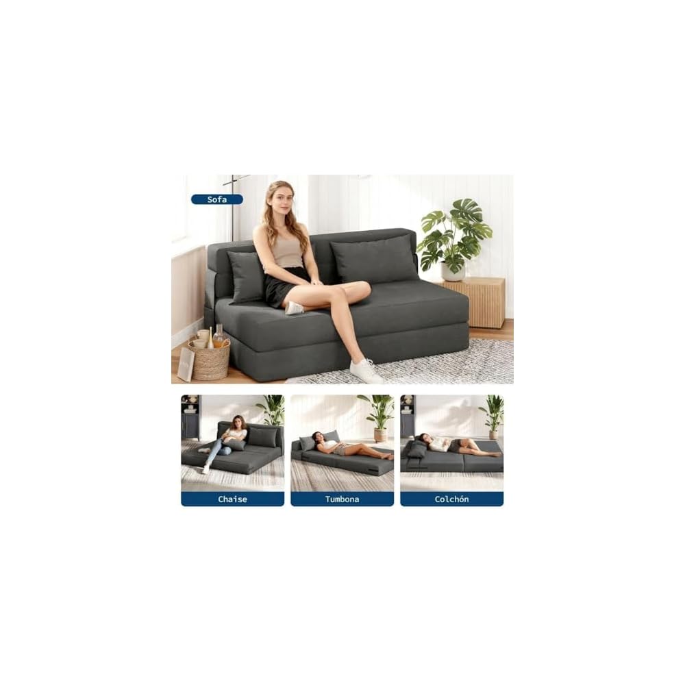 Foldable Sofa Bed, Convertible Chair Bed Sleeper with Fine Corduroy Upholstery, Folding Futon Chair, Fold Out Sleeper Chair, Comfortable Guest Bed for Living Room, Bedroom, Apartment & Small Spaces