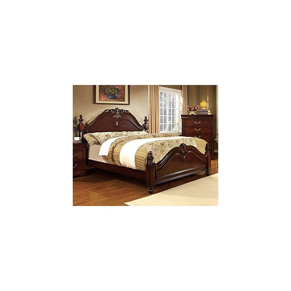 24/7 Shop at Home BED Poster bed, Box Spring Required, King, Cherry
