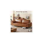 80.31-inch mid-Century Style Faux Leather Sofa for Everyday Living, Designed for Three People, with a Solid Wood Frame and Metal Legs, Suitable for Apartments and Living Rooms