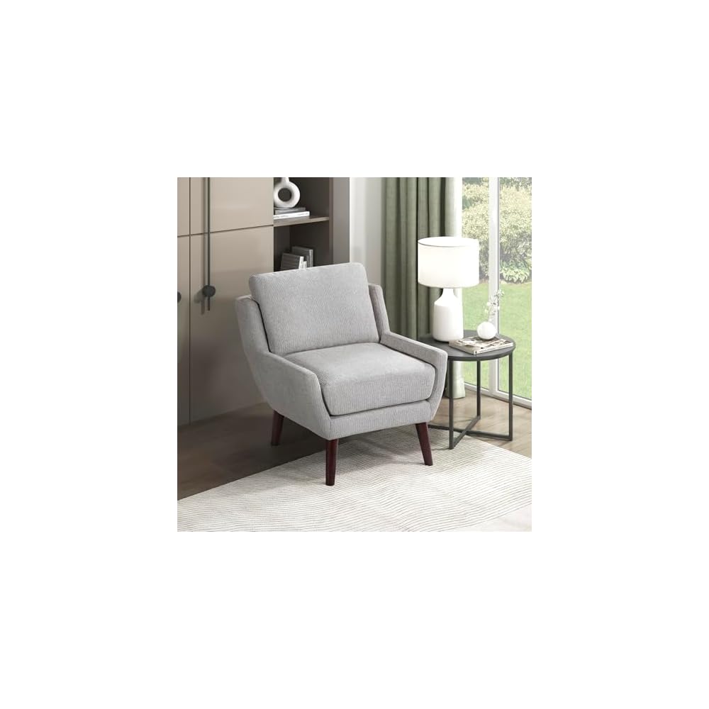Lexicon Modern Wingback Accent Chair, Chenille Fabric Upholstered Lounge Reading Arm Chair, Solid Wood Legs for Living Room, Bedroom, Supportive Padded Pocket Coil Seat, Easy Assembly, Beige