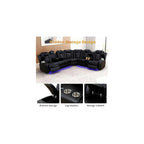 Leather Power Recliner Sectional Sofa with LED Light,L Shaped Leather Couch Set with 2 Recliner Seats，Modular Corner Sofa with Storage Console/Coffee Table for Living Room(Black, Sectional)