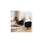 Yaheetech Compact Sherpa Accent Chairs Set of 2 for Small Spaces, Black
