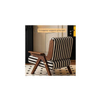 Mid-Century Arm Sofa Chair Striped Accent Chairs Inclined Ergonomic Reading Chair Wood French Wingback Chairs Removable Upholstered Backrestchair for Living Room Bedroom Balcony Study Hotel Cafe