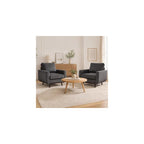 Accent Chair for Bedroom,Reading Chair with Deep Seat,Corduroy Armchair with Wood Legs, Comfy Living Room Chairs Single Sofa for Indoor Bedroom Apartment(Black)