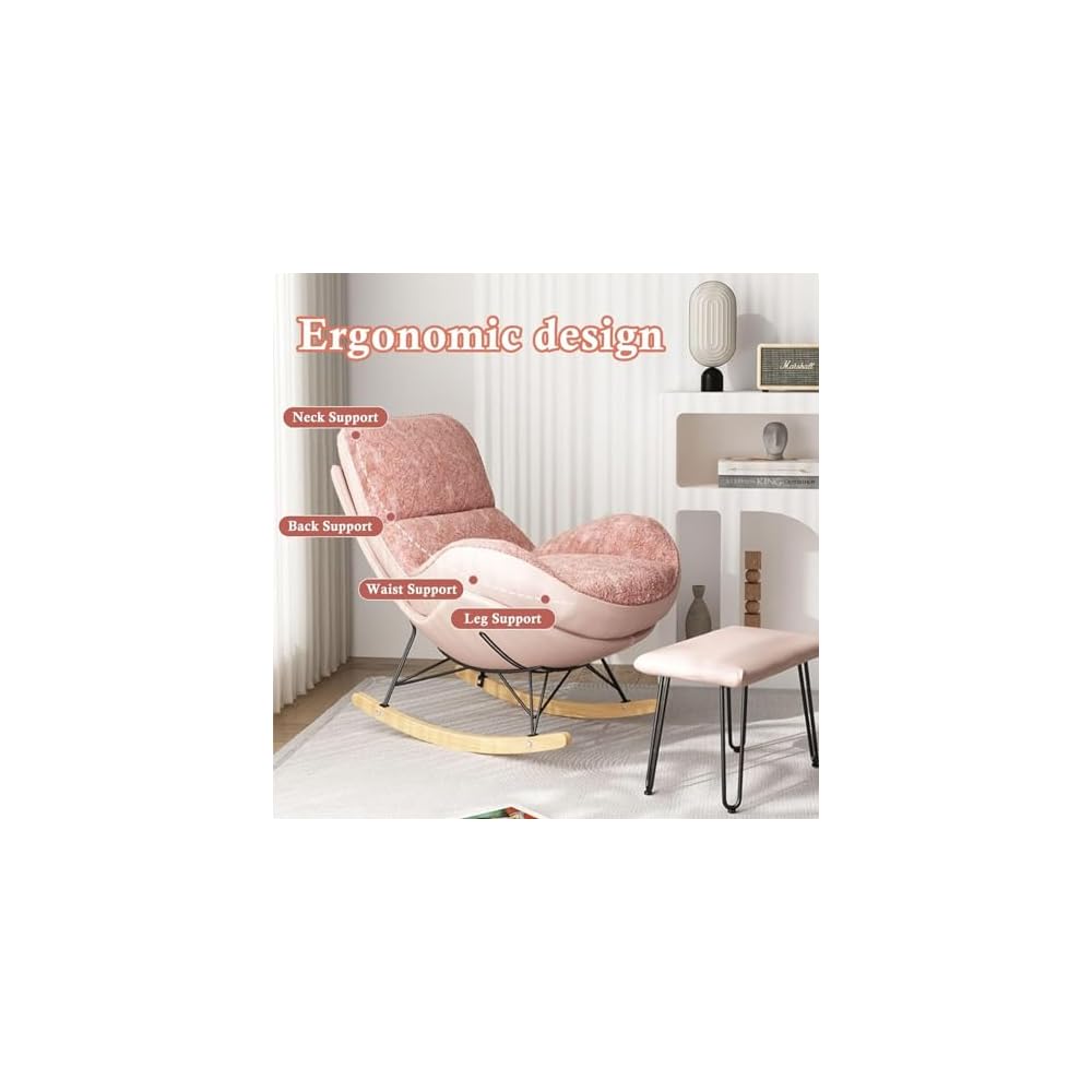 Modern Upholstered Rocking Chair with Footrest - Comfy Double-Sided Chair for Living Room, Lazy Lounge Furniture, Ergonomic Side Chair for Relaxation