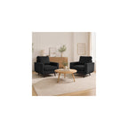 Accent Chair for Bedroom,Reading Chair with Deep Seat,Corduroy Armchair with Wood Legs, Comfy Living Room Chairs Single Sofa for Indoor Bedroom Apartment(Black)