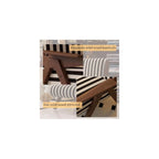 Mid-Century Arm Sofa Chair Striped Accent Chairs Inclined Ergonomic Reading Chair Wood French Wingback Chairs Removable Upholstered Backrestchair for Living Room Bedroom Balcony Study Hotel Cafe