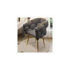 Modern Gray Upholstered Vanity Chair with Back, Stylish Metal Legs, Perfect for Makeup Room, Beauty Salon, and Dressing Area - Elegant Design for Comfort and Support