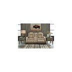 Signature Design by Ashley Next-Gen DuraPella Power Reclining Sofa with Adjustable Headrest, Sand & Next-Gen DuraPella Power Reclining Loveseat with Console & Adjustable Headrest, Sand