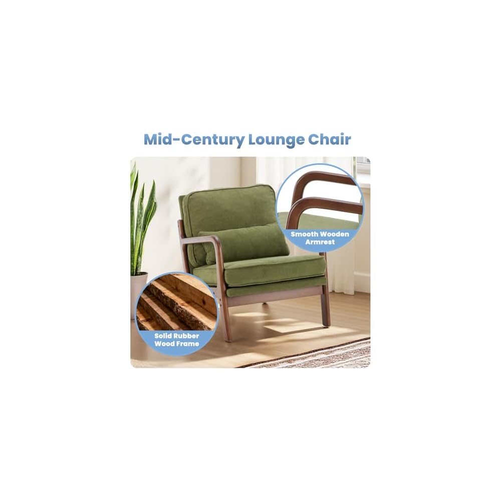 DUMOS Mid Century Accent Chairs Set of 2, 16'' Seat Height Lounge Chair