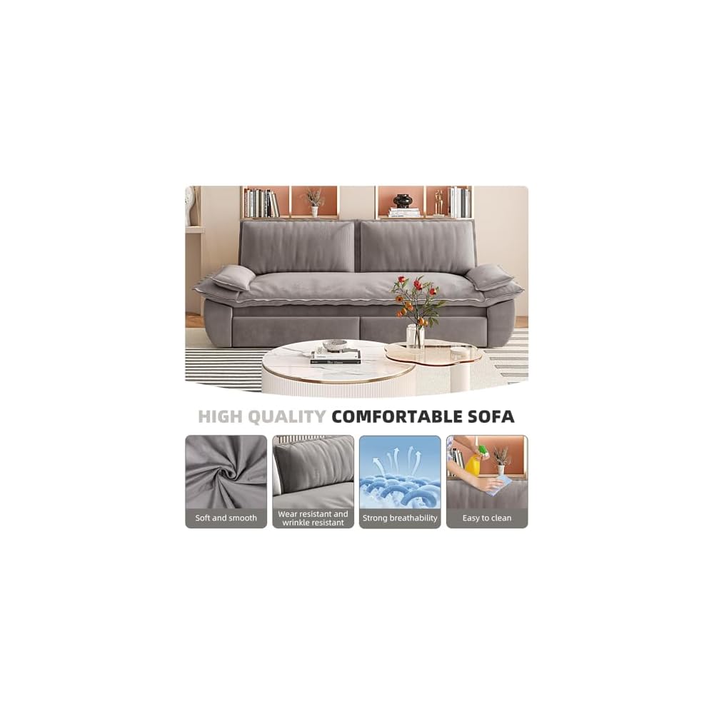 KEIKI 73.2" Queen Sleeper Couch, 3-in-1 Convertible Pull Out Sofa Bed with Adjustable Backrest, Modern Velvet Loveseat Sofa for Office Lounge Studio Apartment Multi Functional Furniture