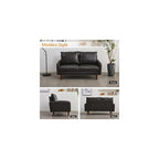 INSTORY Leather Loveseat Modern Sofa Comfy Couch with Wooden Legs for Living Room,Office - Dark Grey