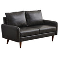 INSTORY Leather Loveseat Modern Sofa Comfy Couch with Wooden Legs for Living Room,Office - Dark Grey