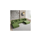 YINIX 140" Convertible Sleeper Sofa Bed - Modular Sectional Sofa Couches - Comfy Cloud Couch for Living Room Floor Sofa - 6 Piece Free Combination Compression Sofa - No Assembly Required - Green