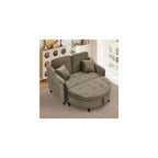 Oversized Chair and A Half, Chenille Tufting Accent Cozy Reading Sofa Chair with Storage Ottoman, Upholstered Loveseat Chaise Lounge Sofa with Adjustable Back for Living Room, Office, Sunroom, Blue