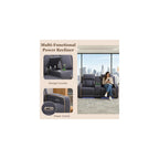 2 Pieces Power Recliner Sofa Set with LED, Leather Power Reclining Couch Sets includes 3 Seats Sofa and Loveseat with Cup Holders, USB Port, Living Room Furniture Sets for HomeTheater, Blue Gray