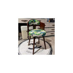 Swivel Vanity Chair with Back - Retro Wood American Round Makeup Chair & Accent Armchair for Home Office/Bedroom - Upholstered Comfort & Style