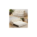 82.7’’ King Size Beige Pull Out Sofa Bed, 3 in 1 Convertible Sleeper Sofa Bed with Futon Sofa, Chenille Loveseat Couch Bed with USB and Storage Pockets for Living Room,Bedroom