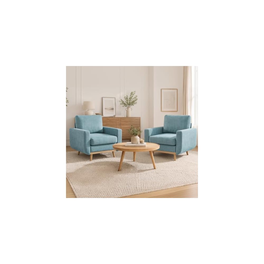Accent Chair for Bedroom,Reading Chair with Deep Seat,Corduroy Armchair with Wood Legs, Comfy Living Room Chairs Single Sofa for Indoor Bedroom Apartment(Black)