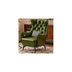 Leather Recliner Chair American Light Luxury PU Leather Accent Chair Brown Single Sofa Chairs High-Back Tufted Retro Beanbag Sofas Textured Waxed Leather for Living Room Leisure Reception Whisky Bar