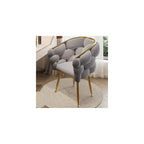 Modern Gray Upholstered Vanity Chair with Back, Stylish Metal Legs, Perfect for Makeup Room, Beauty Salon, and Dressing Area - Elegant Design for Comfort and Support