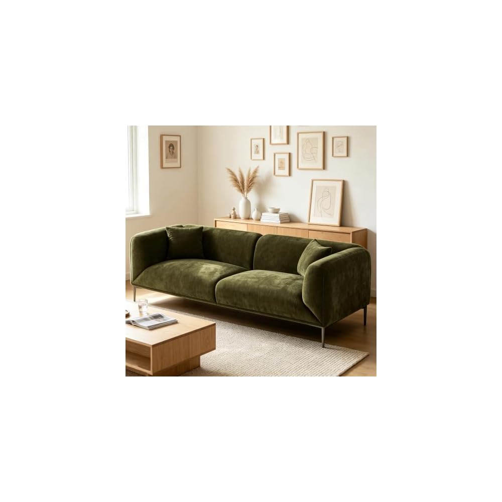 82.7" Modern Loveseat Couch Boucle Sofa for Living Room, Green