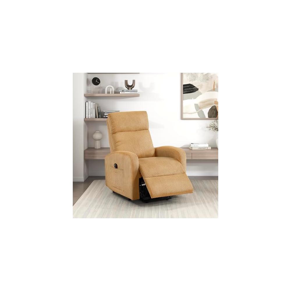 Lexicon Corduroy Pushback Recliner Chair, Yellow
