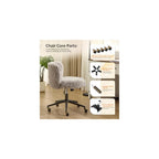 VINGLI Plush Upholstery Vanity Desk Chair with Curved Back & 90-102° Tilt & Adjustable Height, Cute Rolling Chair with Bronze Base & Golden-Bronze 360° Swivel Wheels for Makeup & Home Office, Fog Gray