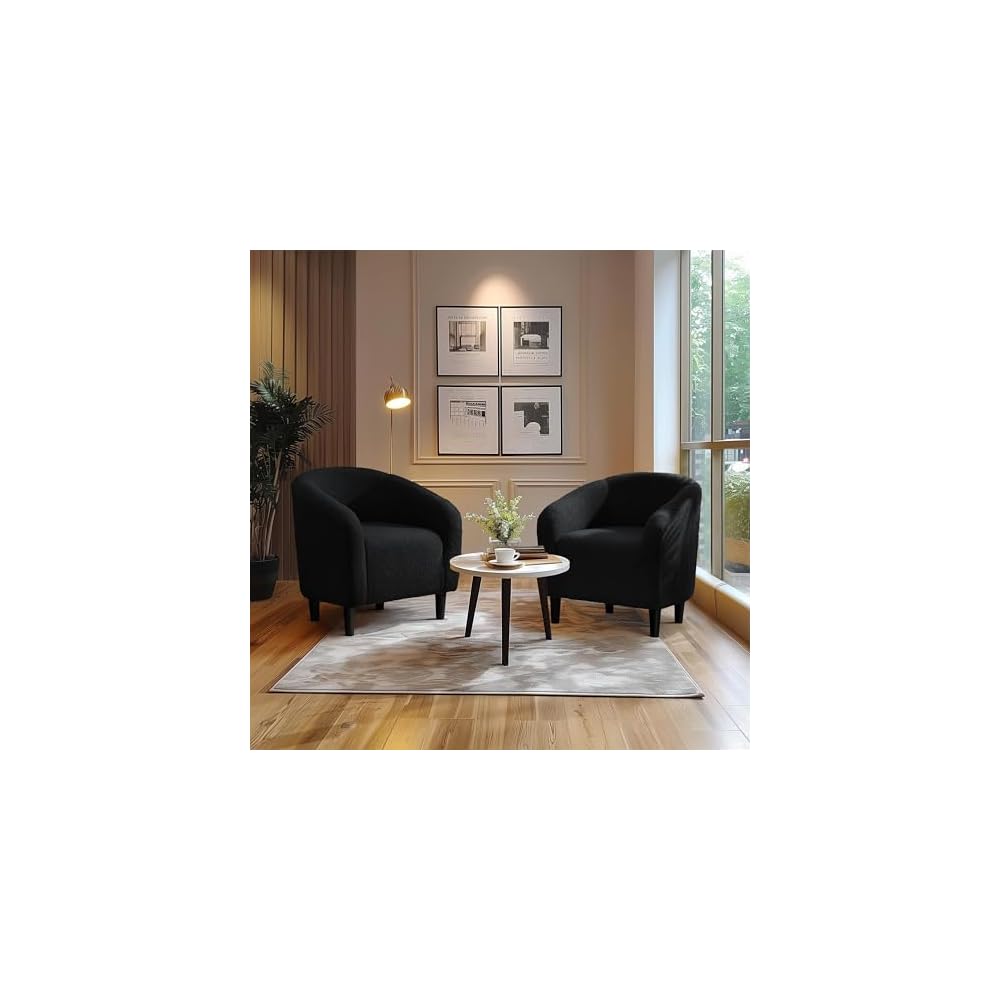 Yaheetech Compact Sherpa Accent Chairs Set of 2 for Small Spaces, Black