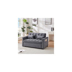 54" Sofa Bed, Velvet Loveseat Sleeper Sofa, Pull Out Bed, Grey