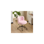 VINGLI Plush Upholstery Vanity Desk Chair with Curved Back & 90-102° Tilt & Adjustable Height, Cute Rolling Chair with Bronze Base & Golden-Bronze 360° Swivel Wheels for Makeup & Home Office, Fog Gray